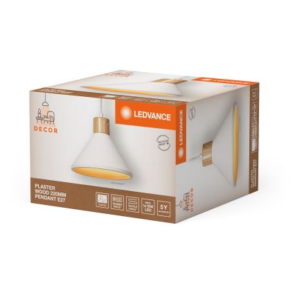 Ledvance - Luster na lanku DECOR PLASTER 1xE27/25W/230V pr. 22 cm sadra biela