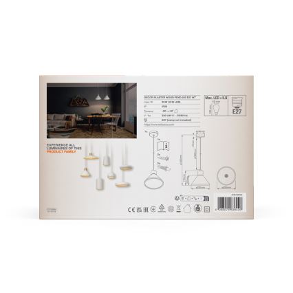 Ledvance - Luster na lanku DECOR PLASTER 1xE27/25W/230V pr. 22 cm sadra biela