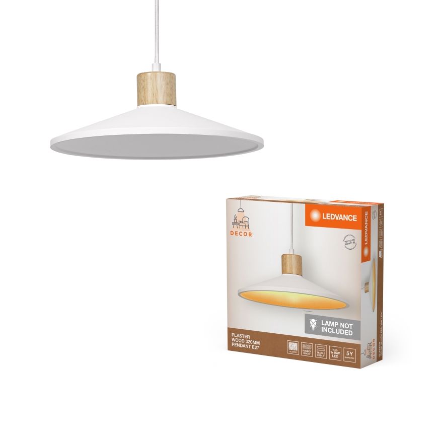 Ledvance - Luster na lanku DECOR PLASTER 1xE27/25W/230V pr. 32 cm sadra biela