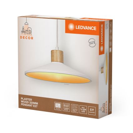 Ledvance - Luster na lanku DECOR PLASTER 1xE27/25W/230V pr. 32 cm sadra biela