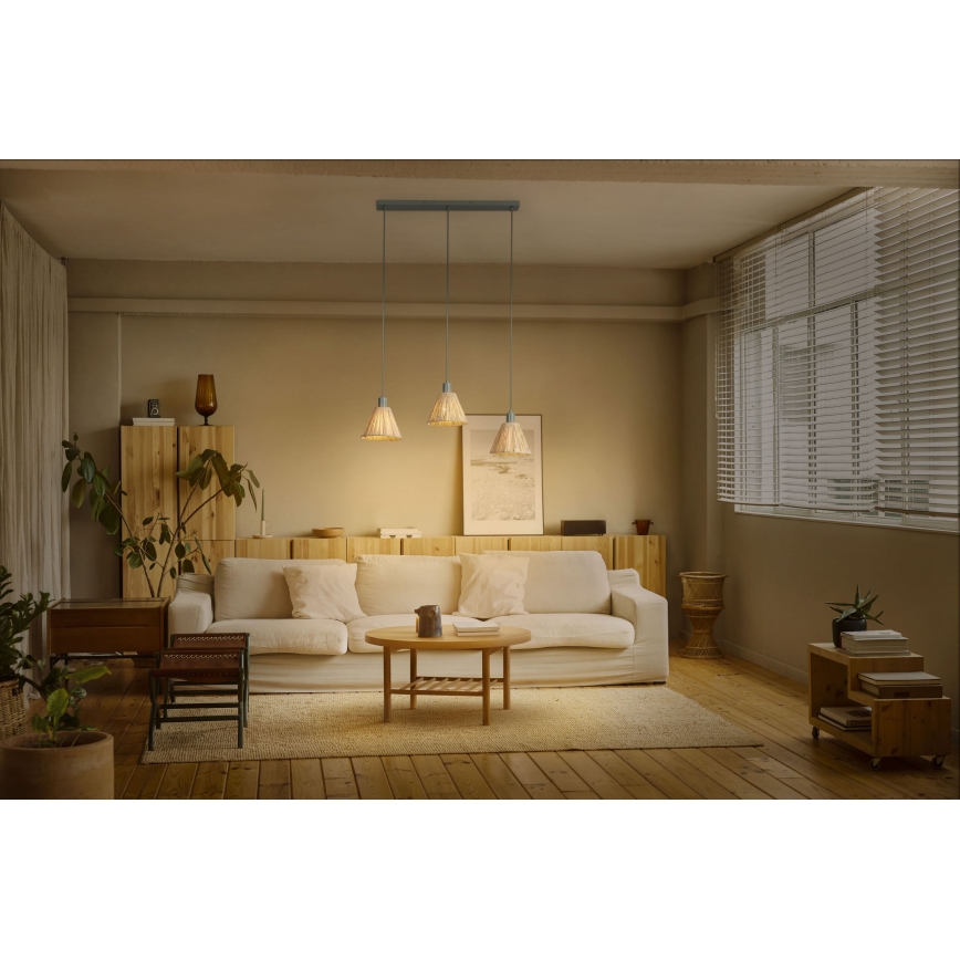 Ledvance - Luster na lanku DECOR RAFFIA 3xE27/15W/230V rafia