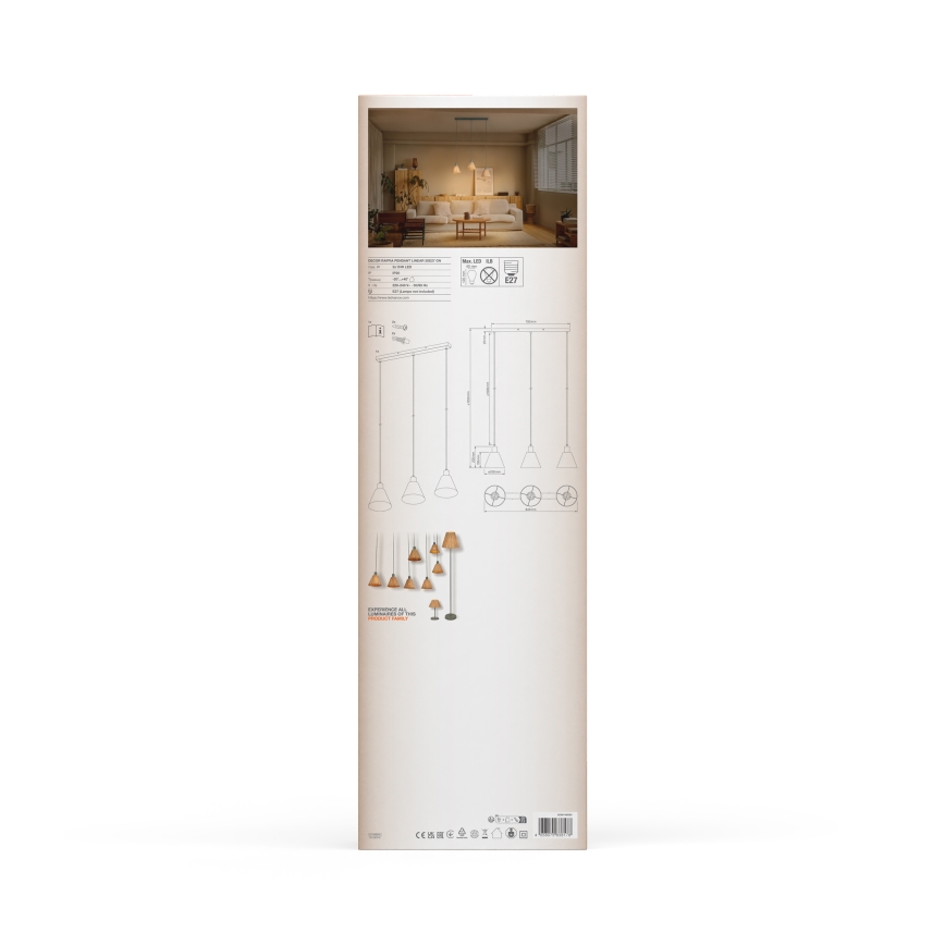 Ledvance - Luster na lanku DECOR RAFFIA 3xE27/15W/230V rafia