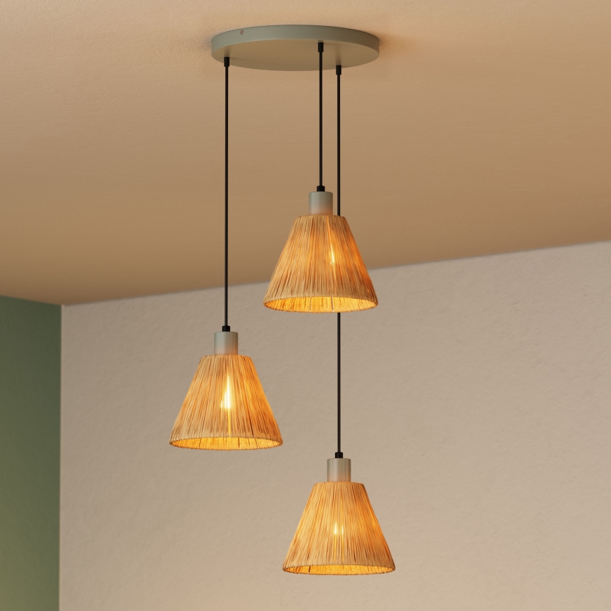 Ledvance - Luster na lanku DECOR RAFFIA 3xE27/15W/230V rafia