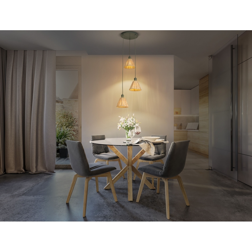 Ledvance - Luster na lanku DECOR RAFFIA 3xE27/15W/230V rafia