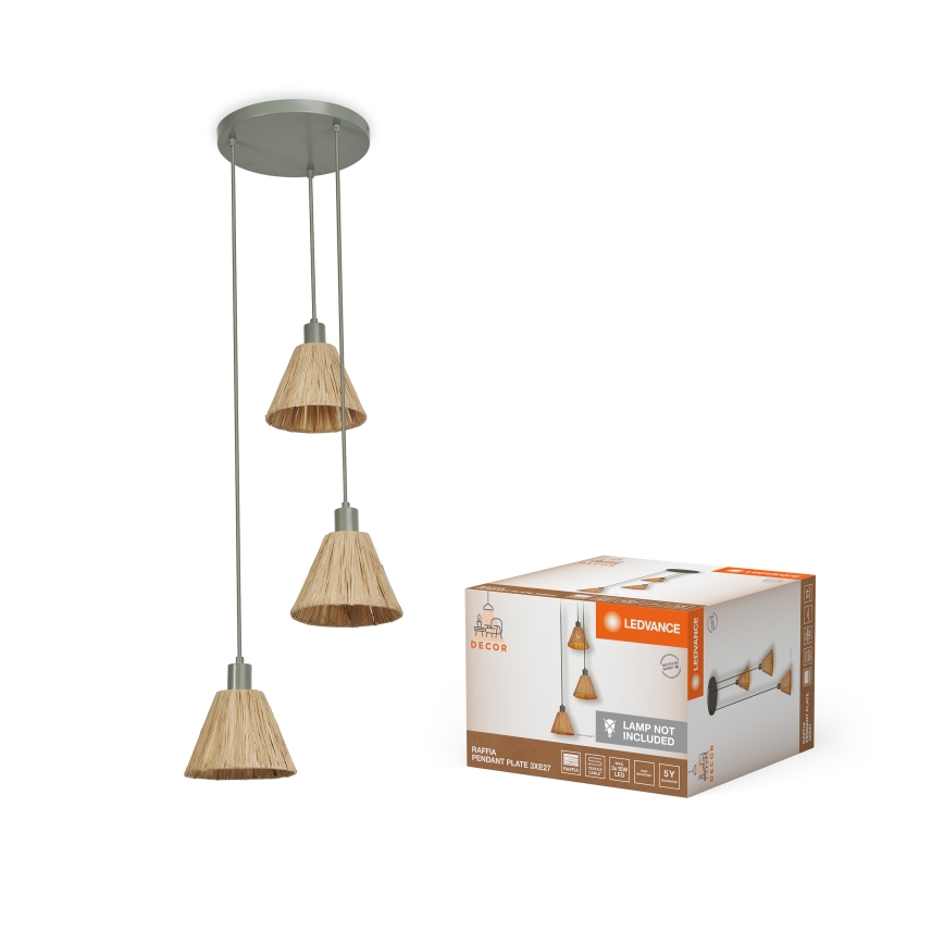 Ledvance - Luster na lanku DECOR RAFFIA 3xE27/15W/230V rafia