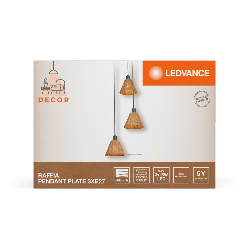 Ledvance - Luster na lanku DECOR RAFFIA 3xE27/15W/230V rafia