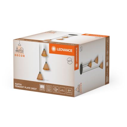 Ledvance - Luster na lanku DECOR RAFFIA 3xE27/15W/230V rafia