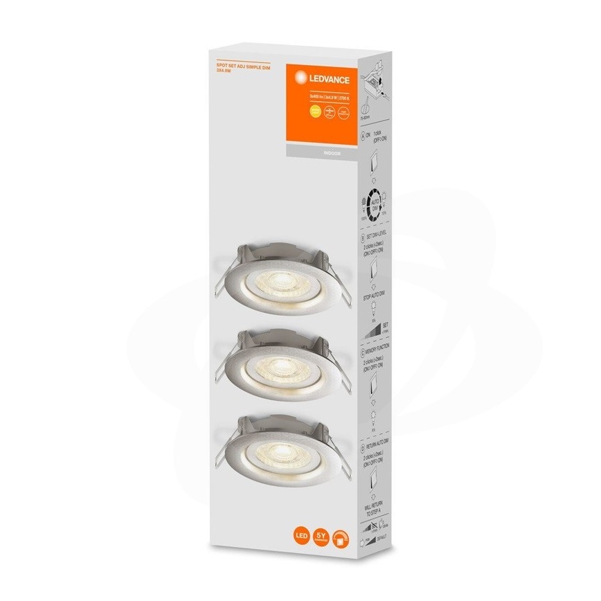 Ledvance - SADA 3× LED stmievateľných podhľadových svietidiel SIMPLE LED/4,9W/230V