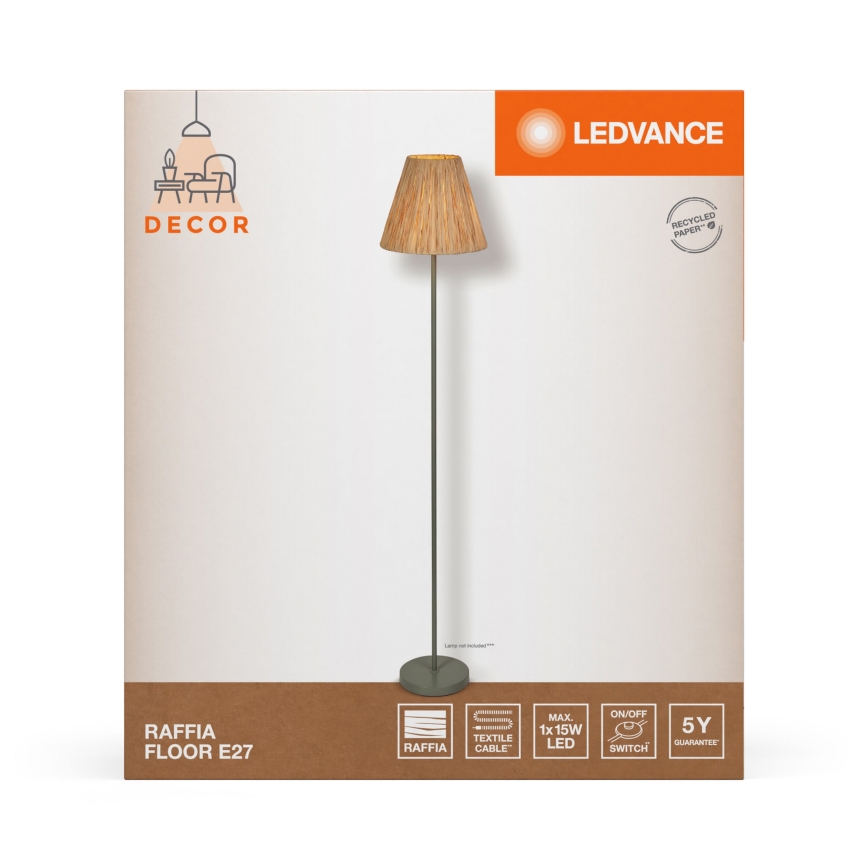 Ledvance - Stojacia lampa DECOR RAFFIA 1xE27/15W/230V rafia
