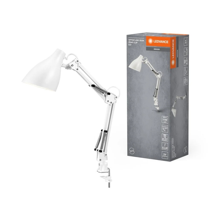 Ledvance - Stolná lampa s uchytením PEAR 1xE27/11W/230V biela