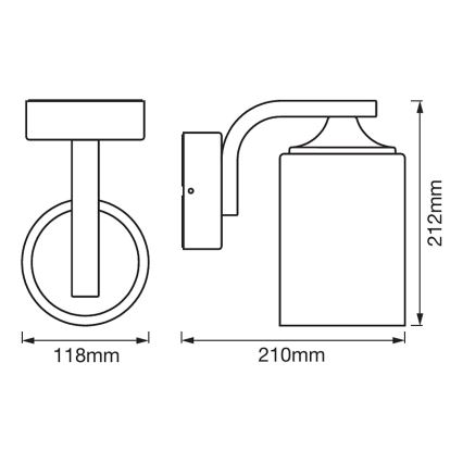 Ledvance - Vonkajšie nástenné svietidlo CYLINDER 1xE27/60W/230V IP43 čierna