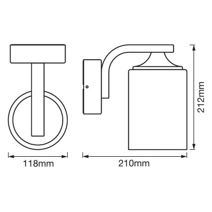 Ledvance - Vonkajšie nástenné svietidlo CYLINDER 1xE27/60W/230V IP43