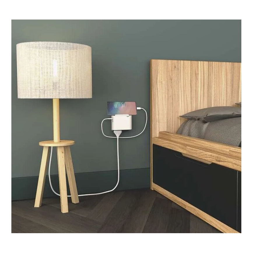 Legrand 049401 - Rozbočovacia zásuvka 2Z Typ C + USB-A + USB-C biela