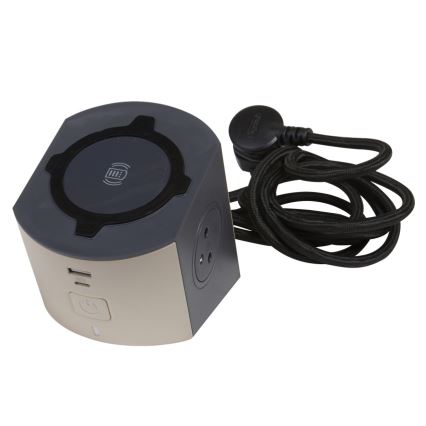 Legrand 049402 - Rozbočovacia zásuvka s vypínačom 2Z Typ E + USB-A + USB-C a bezdrôtovým nabíjaním 10W 2m hnedá