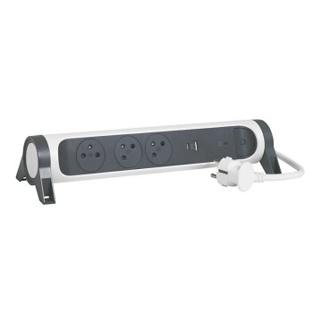 Legrand 049416 - Predlžovací kábel s vypínačom 3Z Typ E + USB-A + USB-C 1,5m