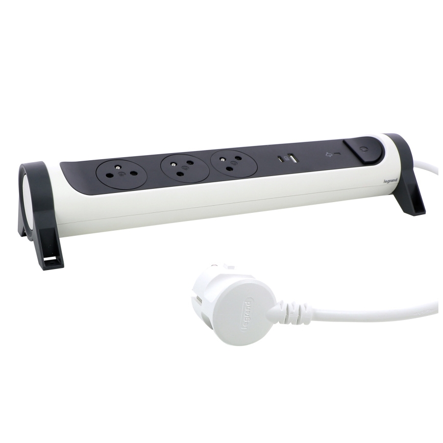 Legrand 049416 - Predlžovací kábel s vypínačom 3Z Typ E + USB-A + USB-C 1,5m
