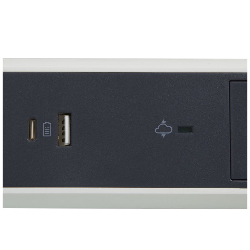 Legrand 049416 - Predlžovací kábel s vypínačom 3Z Typ E + USB-A + USB-C 1,5m