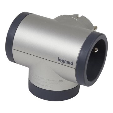 Legrand 049439 - Rozbočovacia zásuvka otočná 2Z Typ E, F + USB-A + USB-C strieborná/čierna