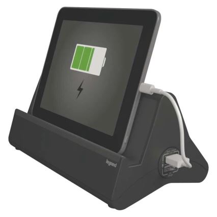 Legrand 050411 - Predlžovací kábel s vypínačom a stojanom na tablet 3Z Typ E + 2 x USB-A 1,5m čierna