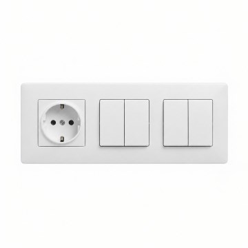 Legrand - 2x Dvojitý sériový vypínač č. 5 a domová zásuvka SCHUKO s rámčekom NILOE STEP 250V biela