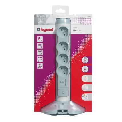Legrand 50014 - Zásuvkový stĺpik 4x2P+T + 3xUSB, 2M
