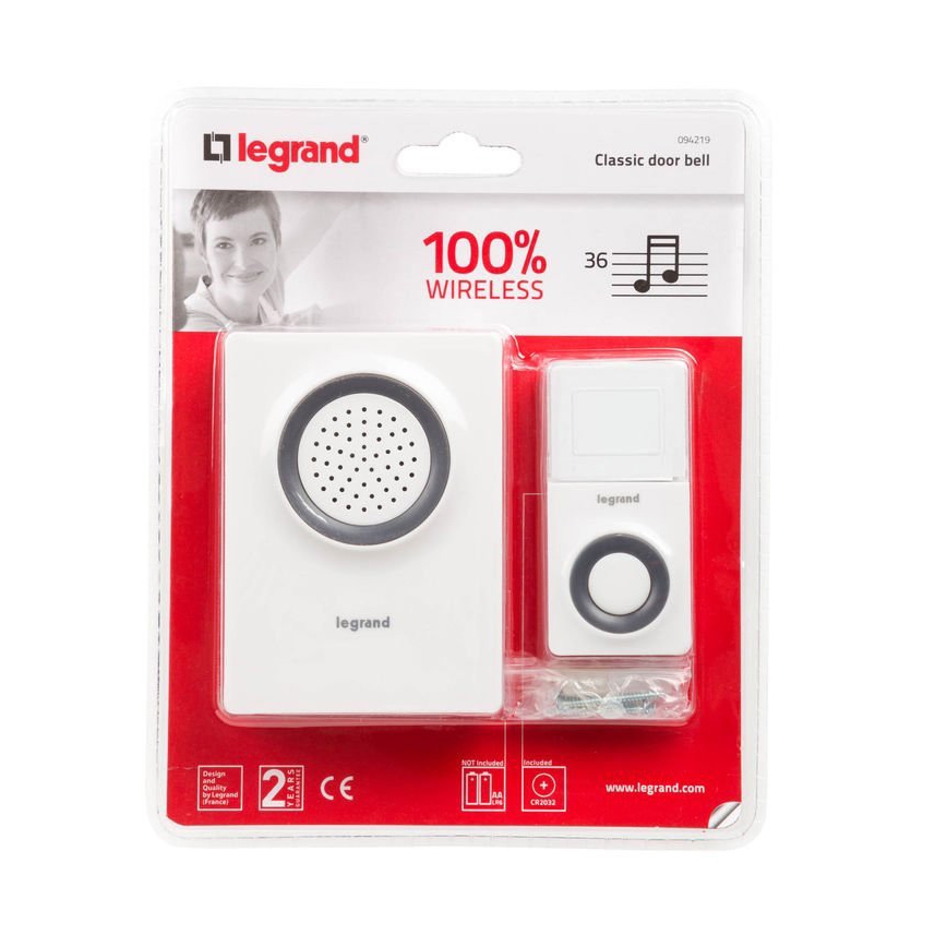 Legrand 94219 - Bezdrôtový zvonček ELIOT 230V biely