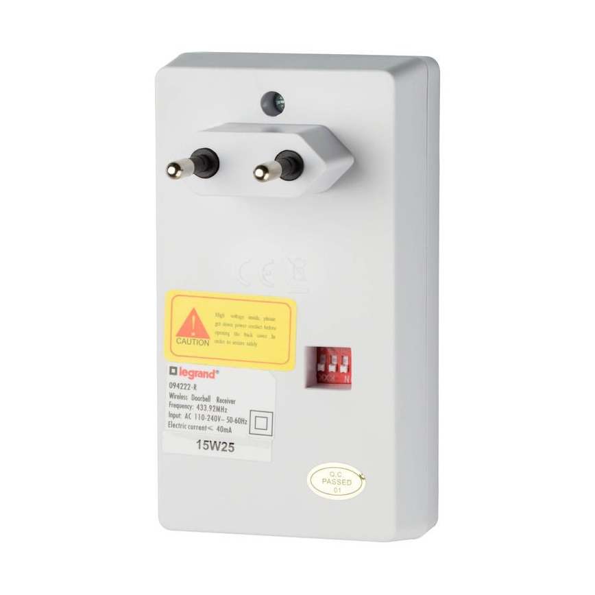 Legrand 94222 - Bezdrôtový zvonček ELIOT 230V biely