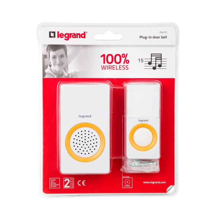 Legrand 94222 - Bezdrôtový zvonček ELIOT 230V biely