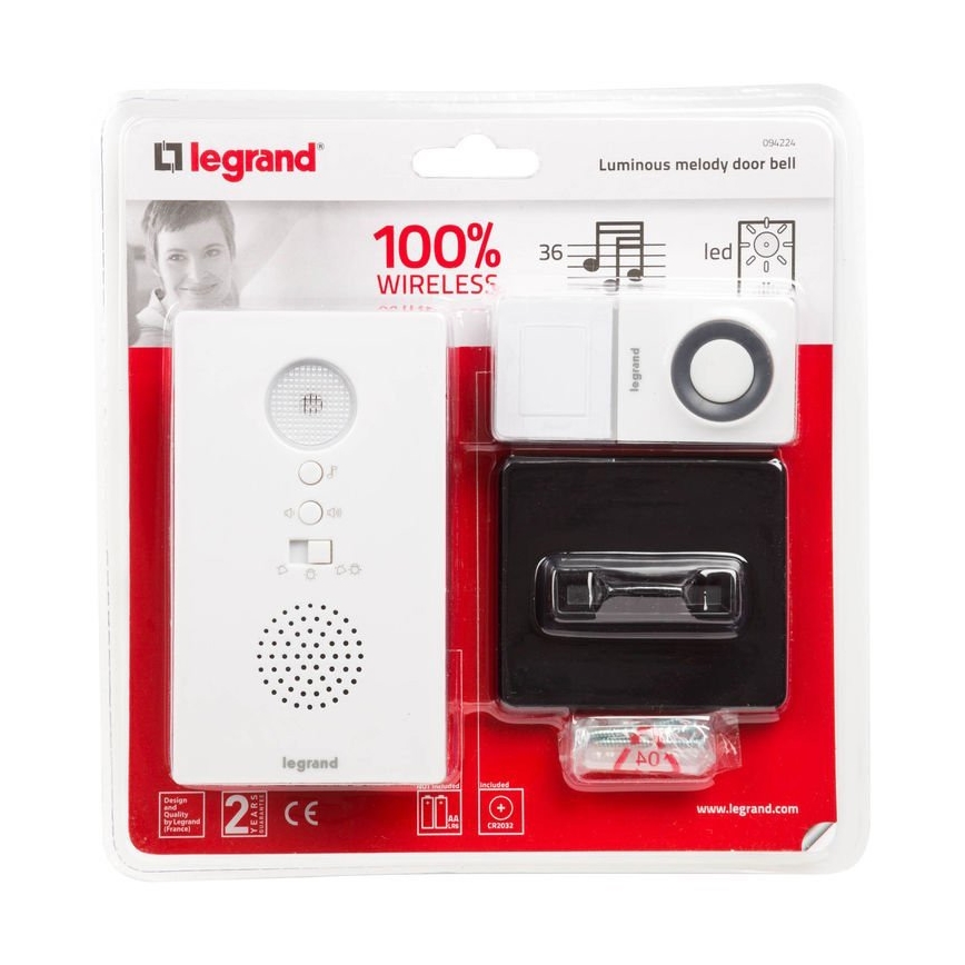 Legrand 94224 - Bezdrôtový zvonček ELIOT so signalizáciou LED