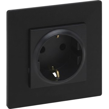 Legrand - Domová zásuvka SCHUKO s rámikom 250V/16A NILOE STEP čierna