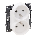 Legrand - Dvojitá domová zásuvka bez rámčeka 250 V/16 A NILOE STEP biela