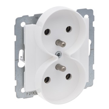 Legrand - Dvojitá domová zásuvka bez rámčeka 250V/16A SUNO biela