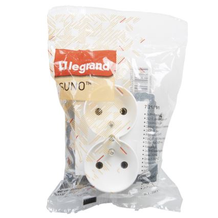 Legrand - Dvojitá domová zásuvka bez rámčeka 250V/16A SUNO biela