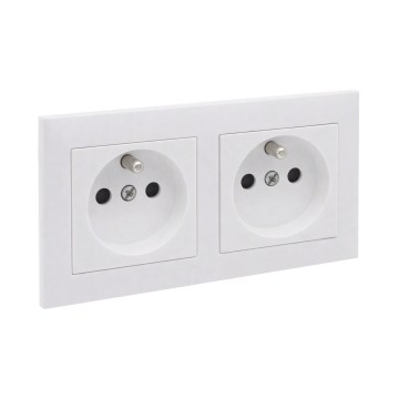 Legrand - Dvojitá domová zásuvka s rámikom SUNO 250V biela