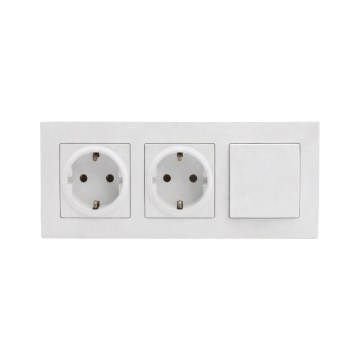 Legrand - Dvojitá domová zásuvka SCHUKO a jednopólový vypínač č. 1 s rámikom NILOE STEP 250V biela