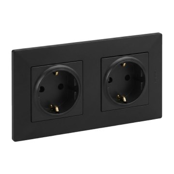 Legrand - Dvojitá domová zásuvka SCHUKO NILOE STEP 250V čierna