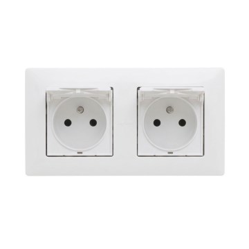 Legrand - Dvojitá vonkajšia domová zásuvka s rámikom NILOE STEP 250V IP44 biela