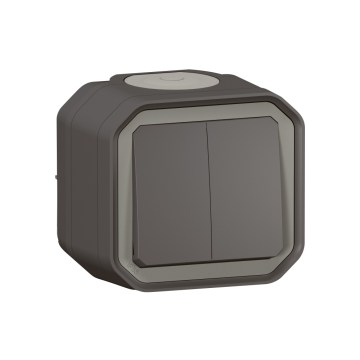 Legrand - Dvojitý schodiskový vypínač č. 6+6 PLEXO IP55 antracit