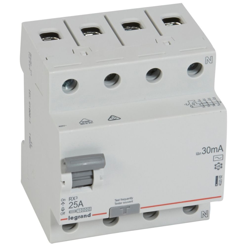 Legrand - Prúdový chránič 4-pólový RX3 4P 25 A 30 mA AC