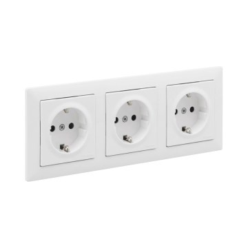 Legrand - Trojitá domová zásuvka SCHUKO s rámikom SUNO 250V biela