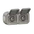 Legrand - Vonkajšia dvojitá zásuvka 250V/16A PLEXO IP55 sivá
