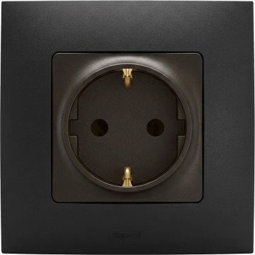 Legrand - Zásuvka do domácnosti s rámikom SCHUKO 250V/16A NILOE čierna