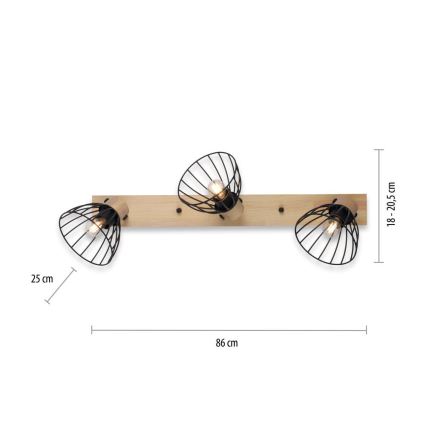 Leuchten Direkt 11418-18 - Bodové svietidlo LAMI 3xE27/25W/230V akácia/kov