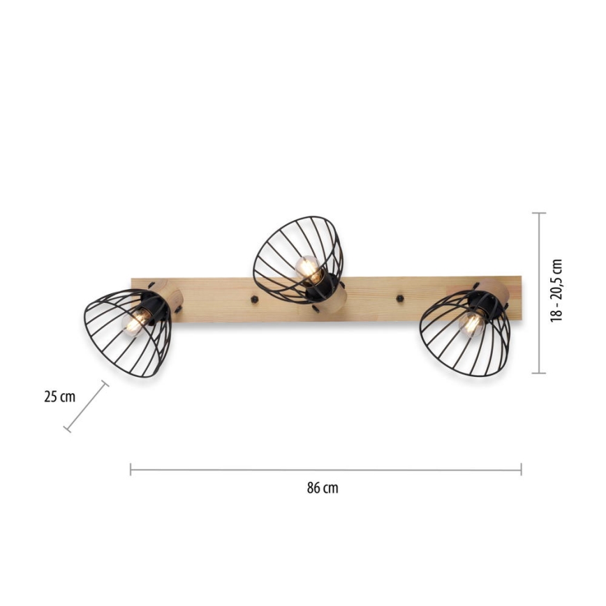 Leuchten Direkt 11418-18 - Bodové svietidlo LAMI 3xE27/25W/230V akácia/kov