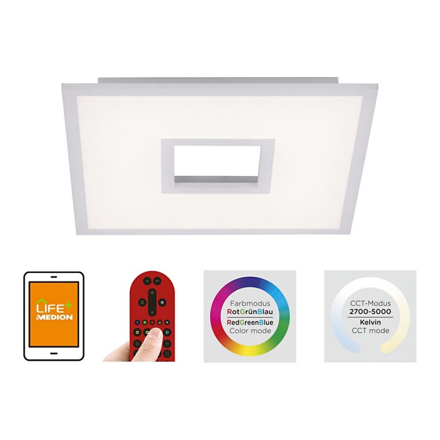 Leuchten Direkt 11645-16 - LED RGB Stmievateľné stropné svietidlo RECESS LED/22,5W/230V + LED/5W + diaľkové ovládanie