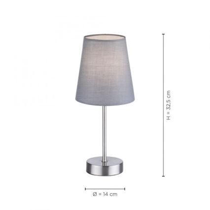 Leuchten Direkt 11680-15 - Stolná lampa HEINRICH 1xE14/40W/230V šedá