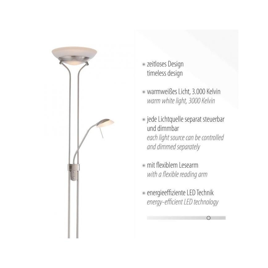 Leuchten Direkt 11730-55 - LED Stmievateľná stojacia lampa ZAHARA LED/16W/230V + LED/5W