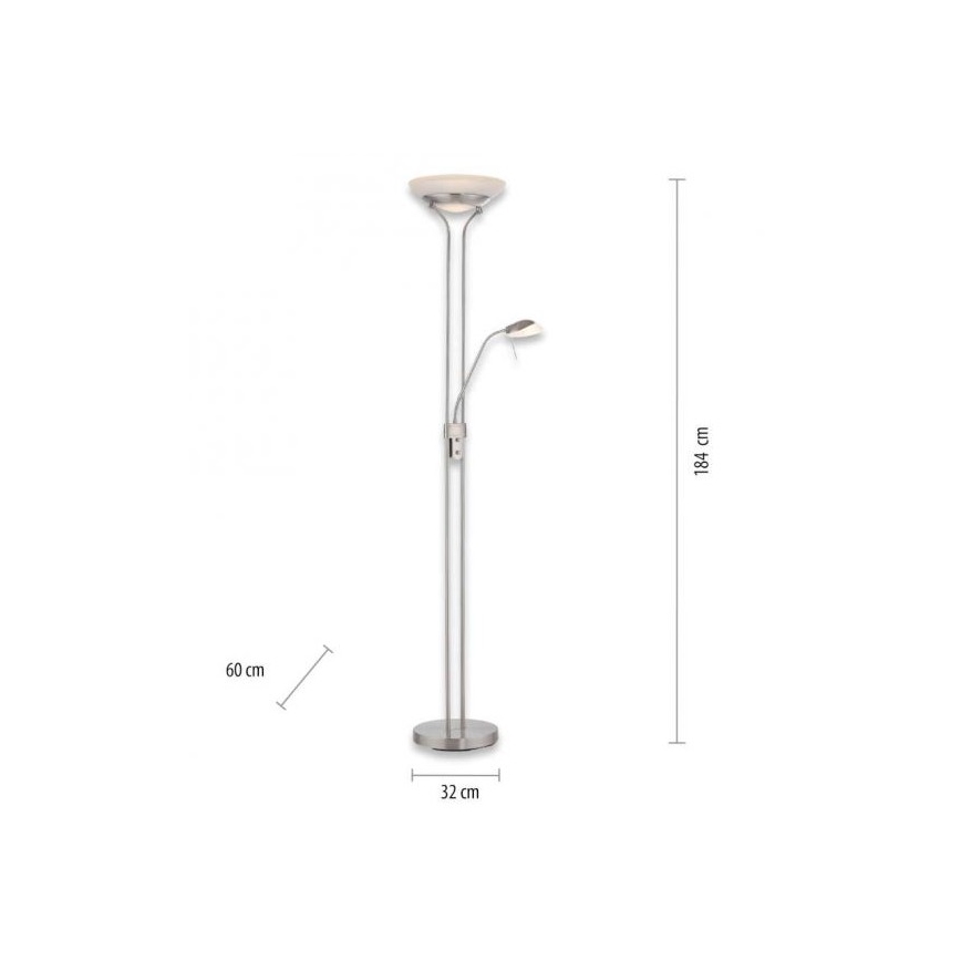 Leuchten Direkt 11730-55 - LED Stmievateľná stojacia lampa ZAHARA LED/16W/230V + LED/5W