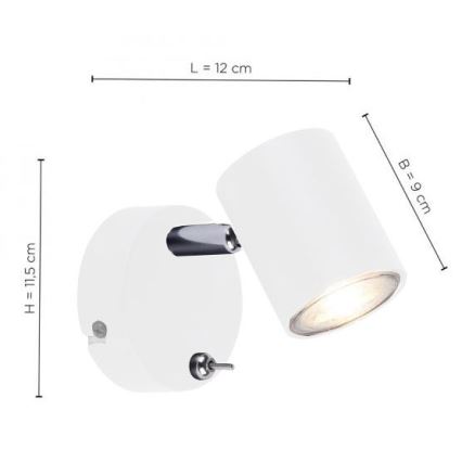 Leuchten Direkt 11941-16 - LED Nástenné bodové svietidlo TARIK 1xGU10/5W/230V biela