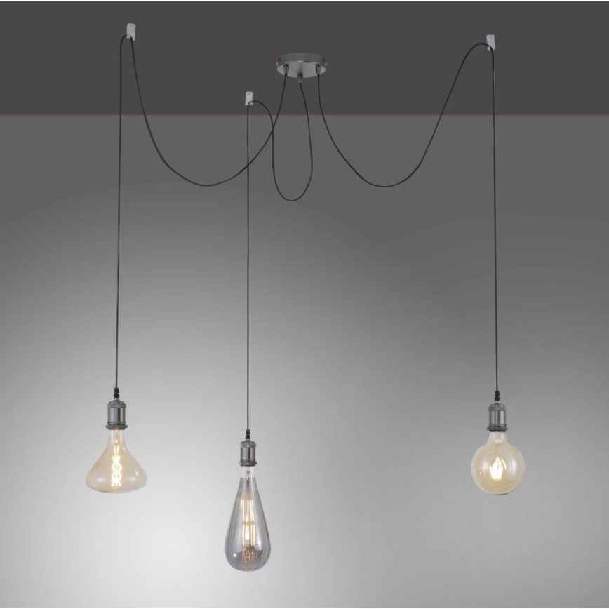 Leuchten Direkt 13571-18 - Luster na lanku DIY 3xE27/60W/230V pavúk čierna